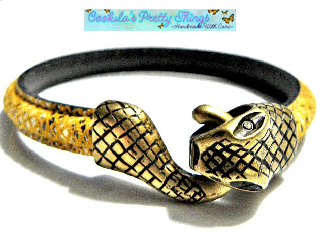 Leather Bracelet Cuff, Golden Biege Faux Snakeskin leather  PICK YOUr SIZe  Grad Graduation class of 2013
