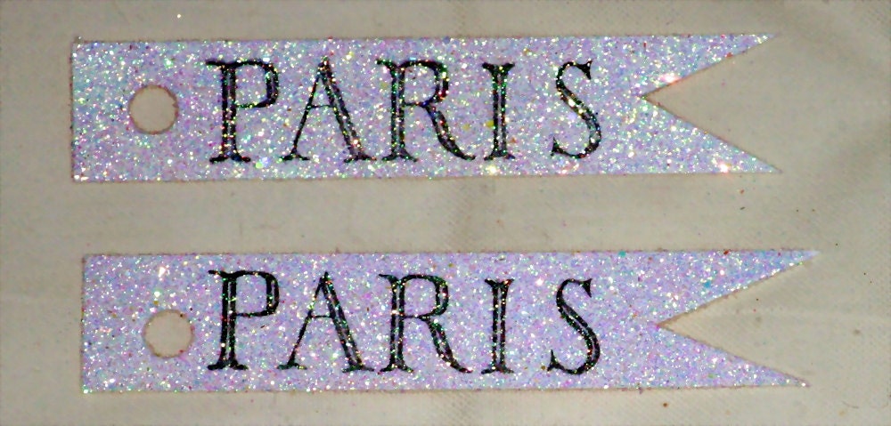 Paris Glitter Flag - Label - Gift Tags by Bluebird Lane - Set of 30
