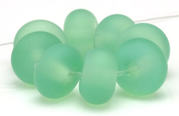 Handmade Lampwork Spacer Beads Matte Transparent Sea Foam Green SRA