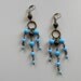 Long Antique Brass and Faceted Czech in Turquoise blue Glass Earrings