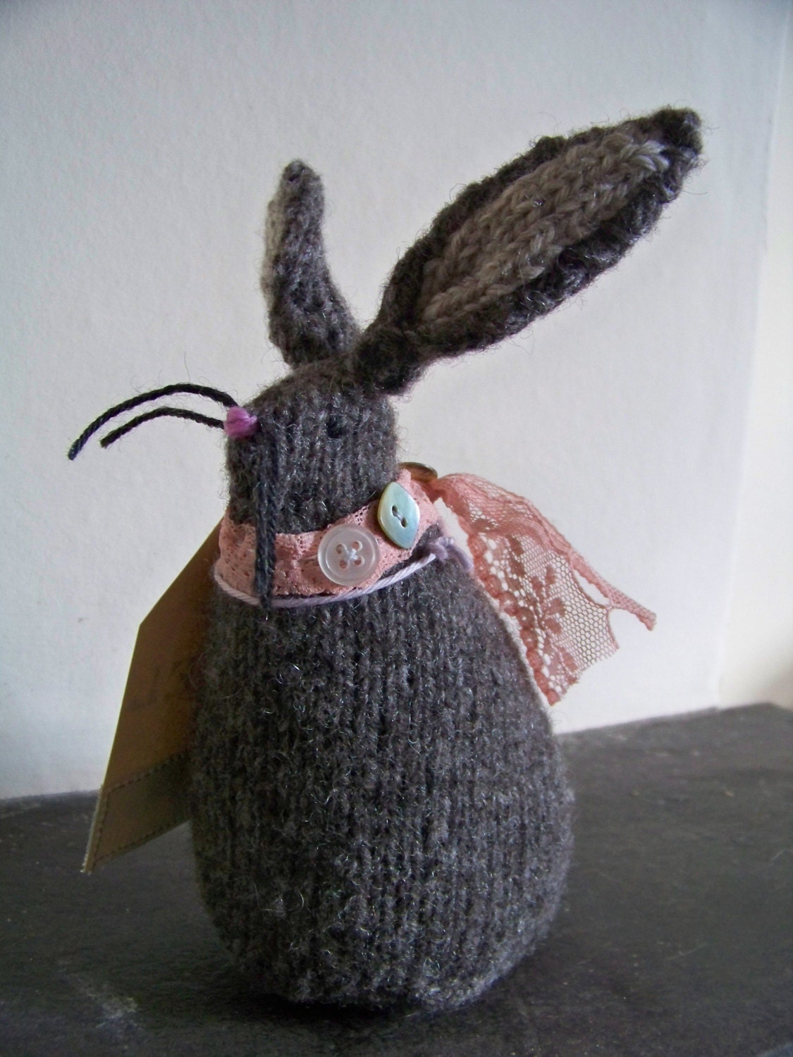 Ethel the hand knitted hare
