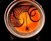 Halloween Jewelry Spider Web Ring Acrylic & Metal Adjustable