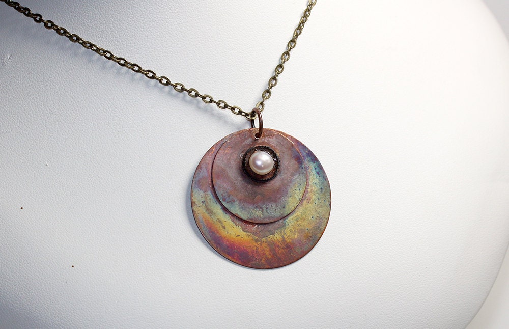 Luna2 Copper and Freshwater Pearl Pendant
