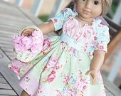 American Girl Doll Clothes Peasant Twirl Dress with Belt 18" doll style - Secret Garden - Dress like my doll