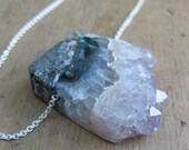 natural AMETHYST SLAB crystal sterling necklace