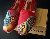 Custom Painted TOMS shoes - woman size 6.5 US
