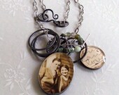 Vintage Photo  Post  Card  and Moss Agate Sterling Silver Necklace  Traveling Love Letters 1ab Sam takes a Wife