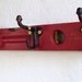 Red Wooden  Vintage Carpenter's Level Coat and Key Hanger Shelf Cast Steel Acorn Hooks