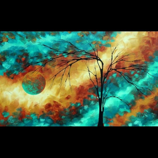 Abstract Landscape Art Huge Modern Original Painting 60x36 - Reaching for the Moon by MADART Studios