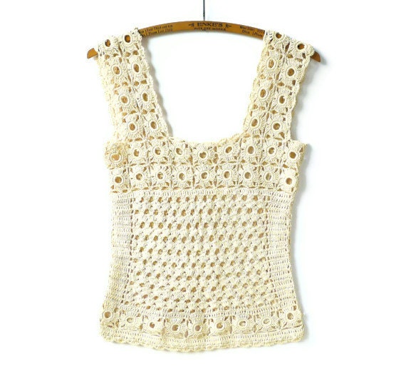 Vintage Crochet Sweater Vest Medium