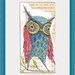 whimsical watercolor folk painting of a blue owl print - perdita -5 x 10 inches - limited edition and Archival by cori dantini