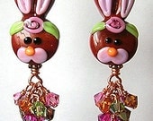 CHoCoLaTe EaSTeR BuNNy Handmade Lampwork Glass Earrings by Glitterbug Originals SRAJD