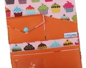 Orange Cupcake Vinyl Wallet with Wrist Strap
