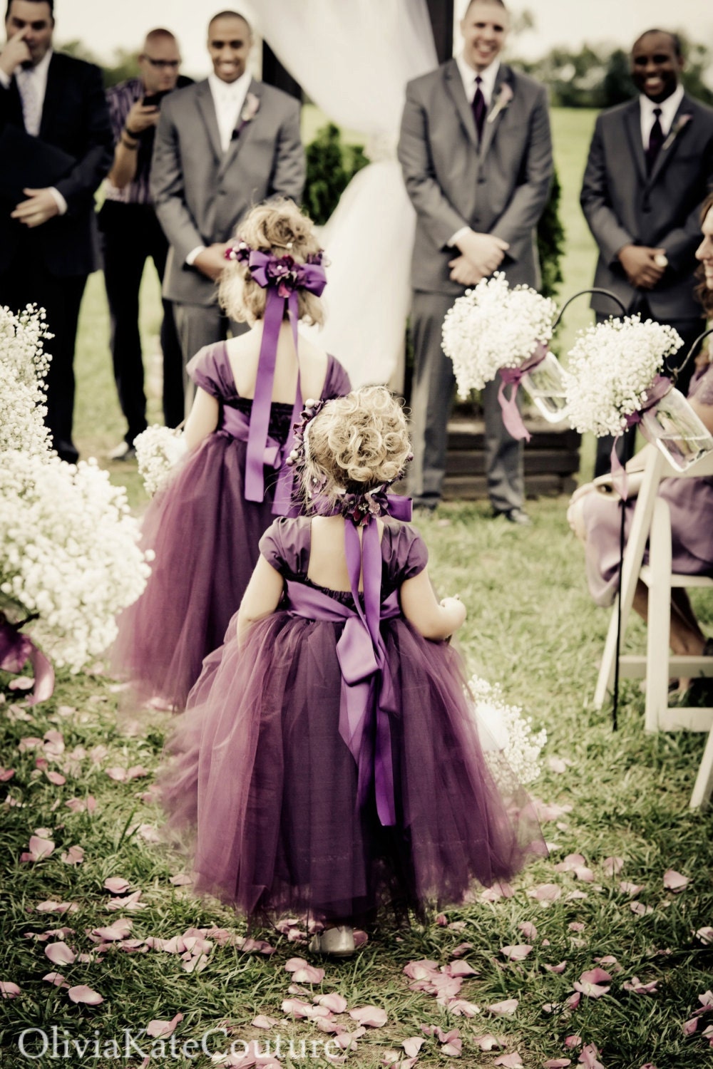 Plum Flower Girl Dress