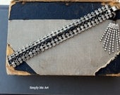 Vintage Clear and Black Rhinestone Assemblage Bracelet..Adorn Me one