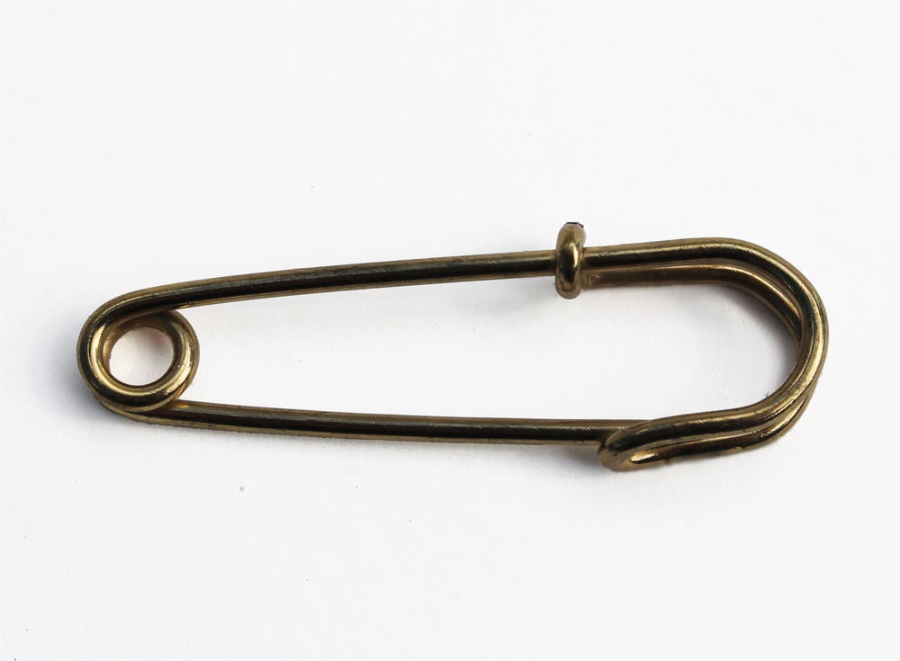 Heavy Brass Vintage Collar Bar- Safety Pin Style- 1960s