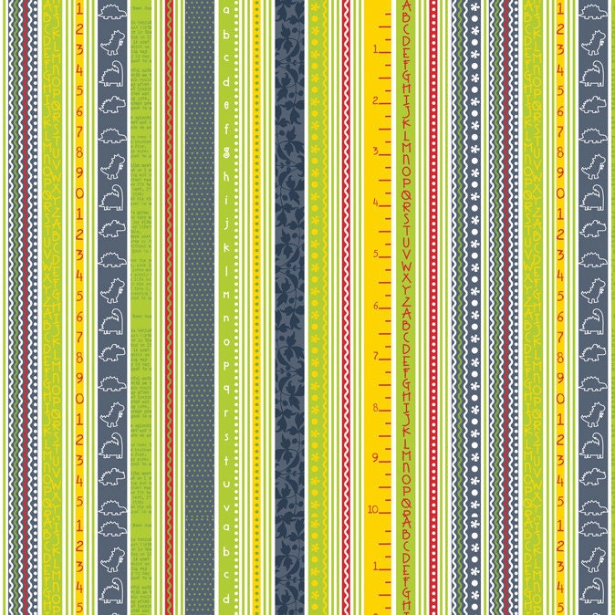 1 Yard of Little Yellow Bicycle - Babysaurus by Blend Fabrics - Stripe