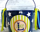 custom monogrammed preppy bucket featuring chevron and stripes - personalized