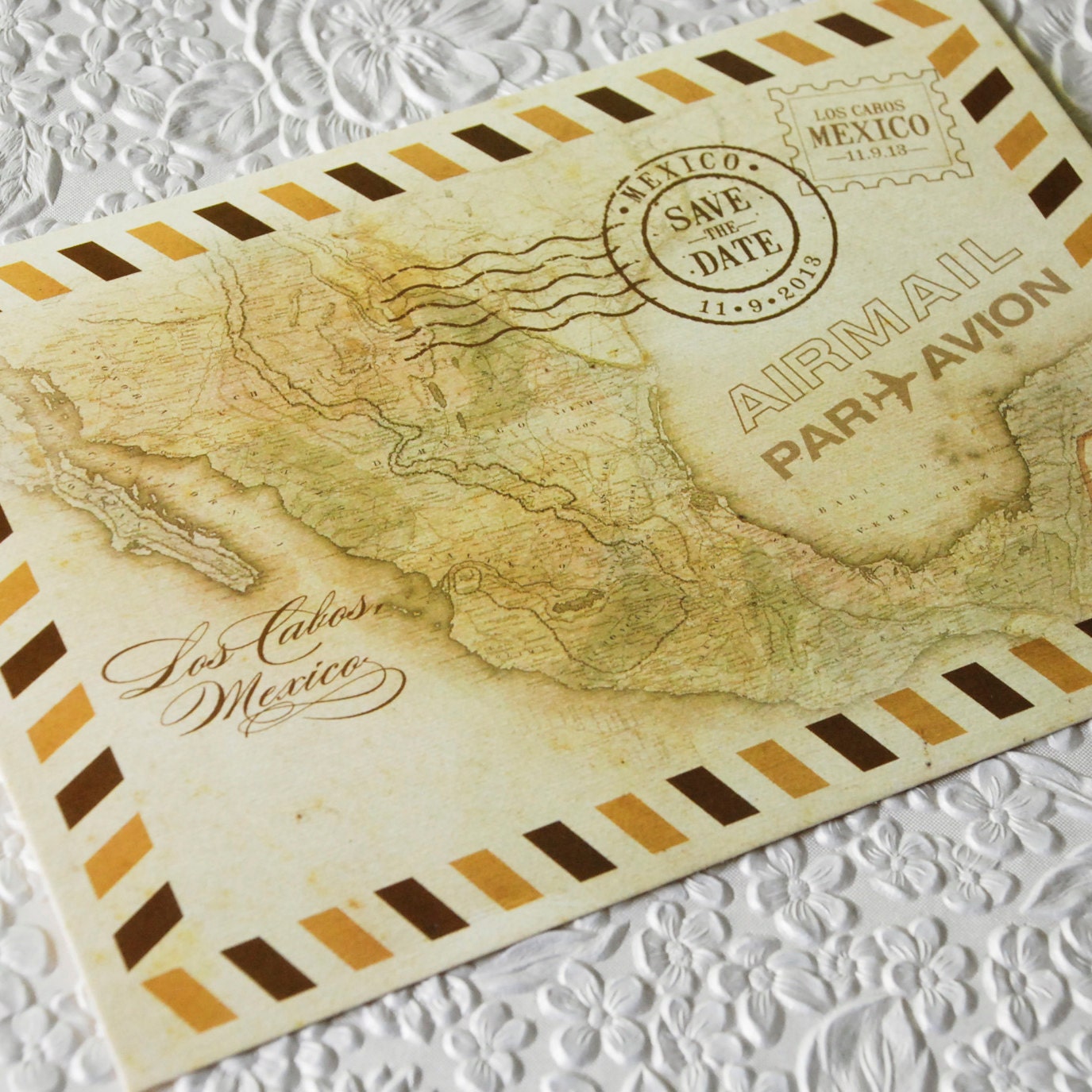 Vintage Air Mail Postcard Save the Date - 5 x 7 Postcard (Design Fee)
