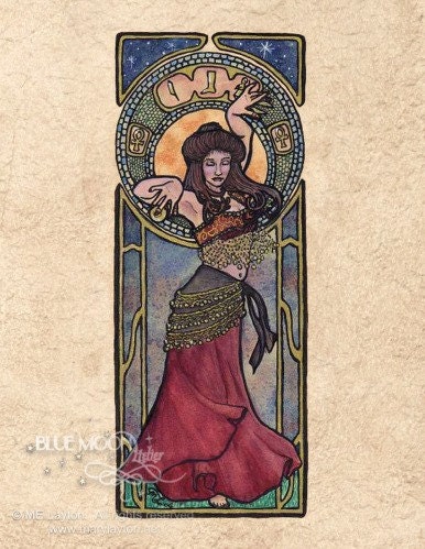 Nouveau Bellydancer - art nouveau bellydancer signed print - Mary Layton