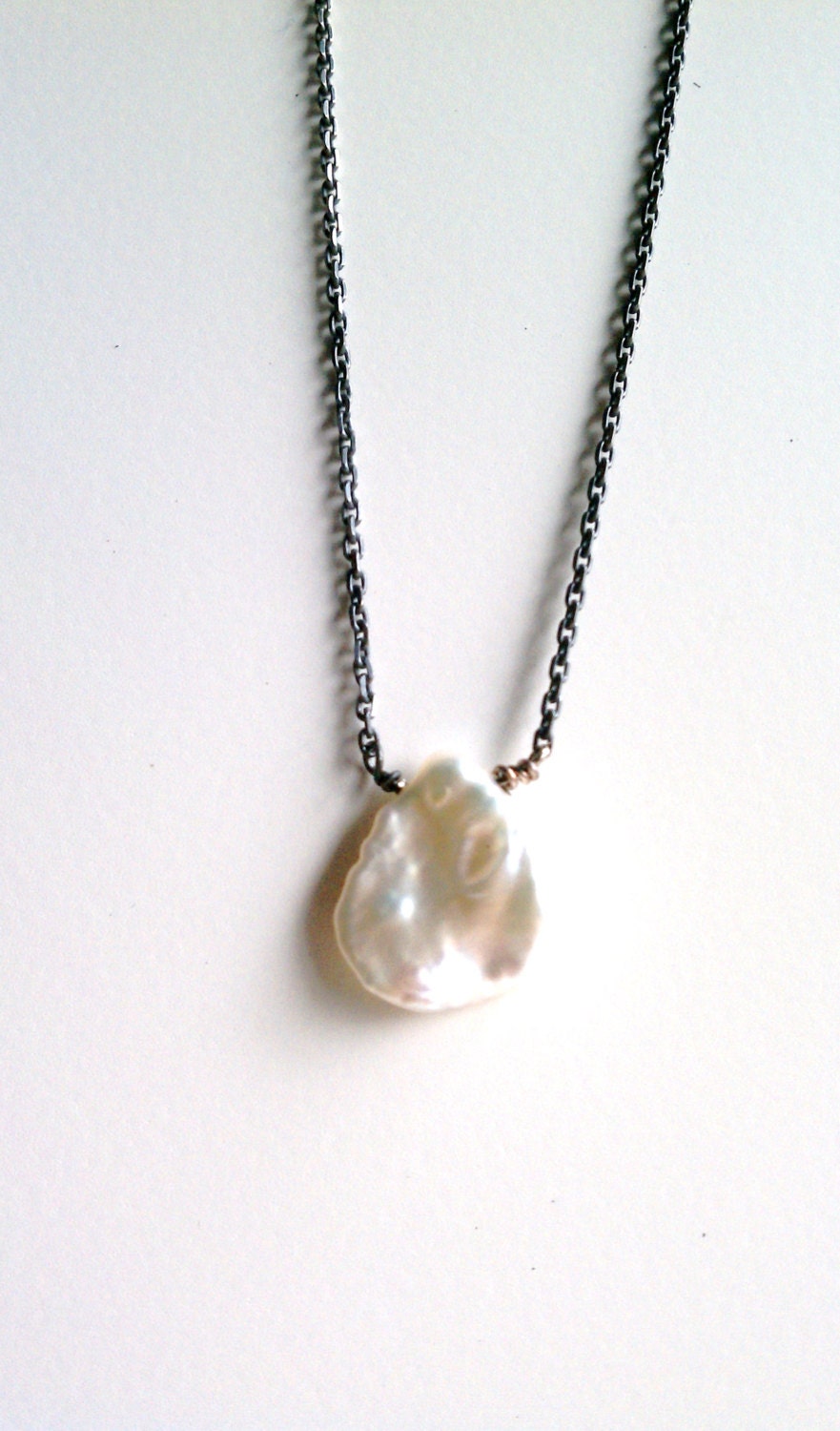 Snowflake Freshwater Pearl on Oxidized Sterling