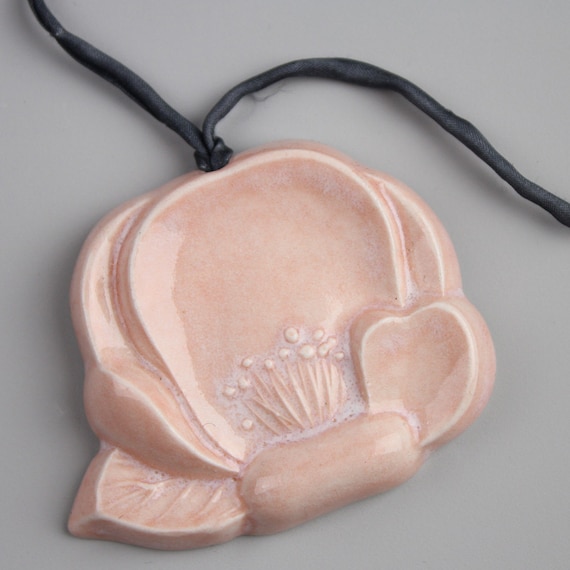 Ceramic Flower Pink Porcelain Camellia Necklace