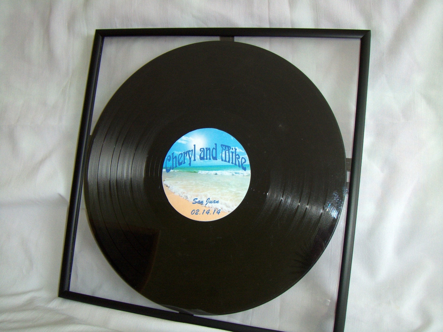 Vinyl LP Record Album Wedding Guest Book with Personalized Center Label