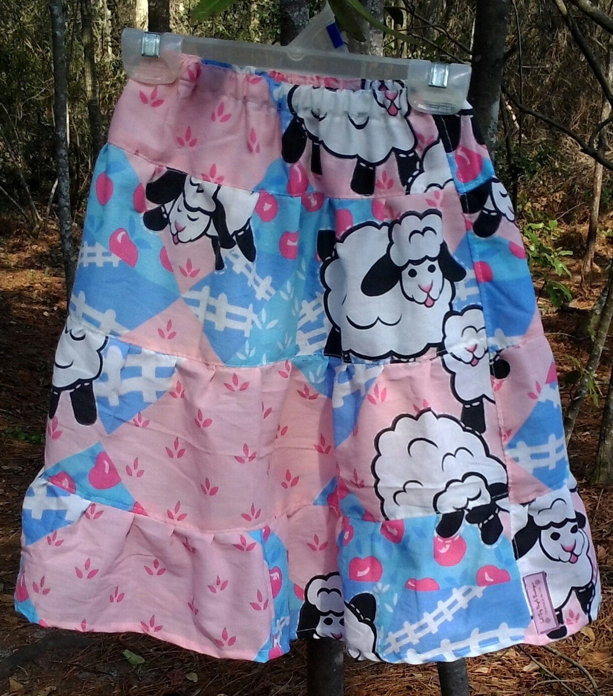 Toddlers Girls Size 2T 3T 4T 5T Modest twirl Skirt Little Lambs Sheep Easter
