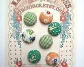 Fabric covered button mixed set sewing supplies, floral mix