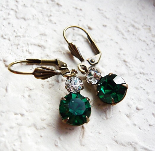 Emerald Green Swarovski Crystal Earrings