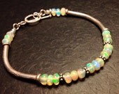 Super Fiery Welo Opal Sterling Silver Gemstone Bracelet