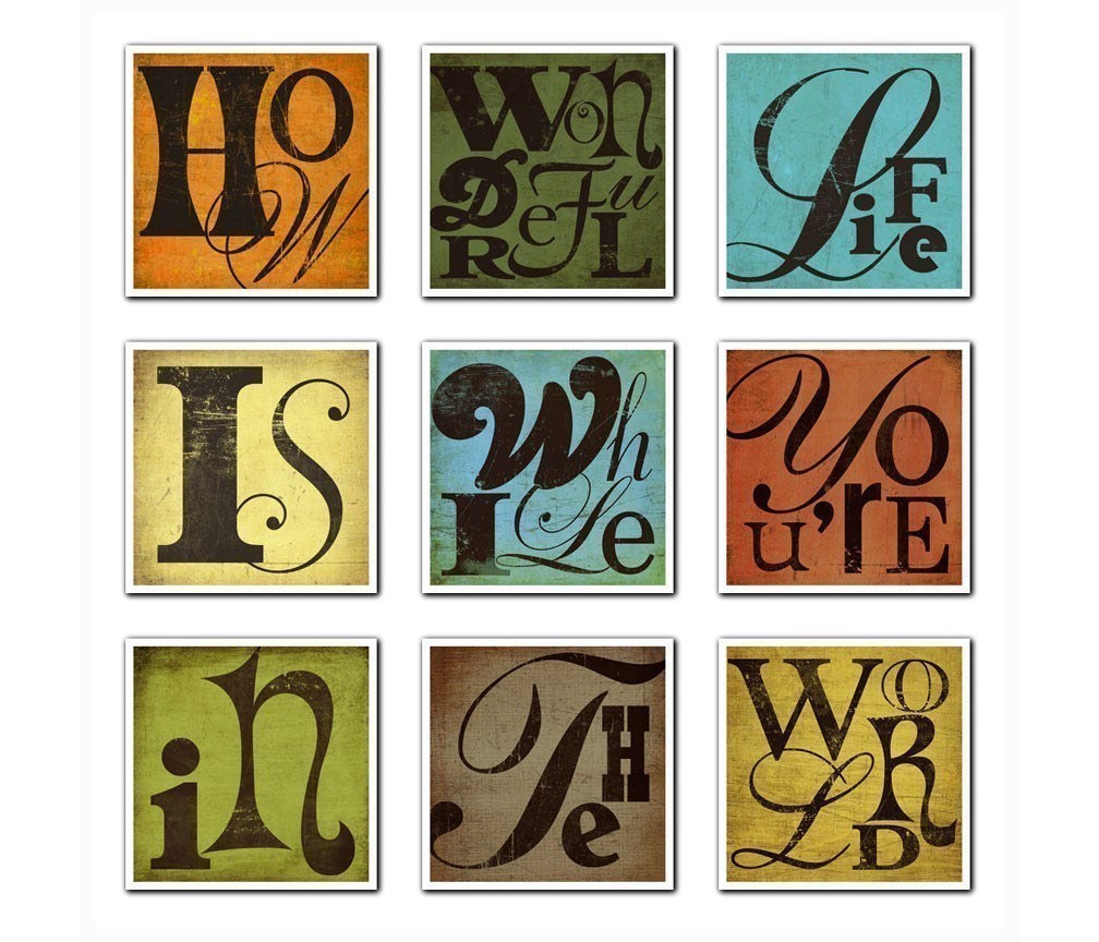 Elton John Lyrics Music Typography Art Set - How Wonderful Life Is While Youre In The World---9 PRINT SET