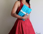 New-Wedding Clutch-Bridesmaids Gift-Pleated-SWEETHEART Clutch-Turquoise Gray Purple Black Silver Red Navy Green White Ivory And More