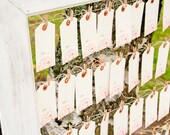 Vintage Tag Escort Cards in White Wash Frame - Reception Seating Plan - US Shipping Included
