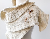 Women Fashion Accessories - Rococo Knit Shawl - Luxurious Merino Wool - Ivory Cream - Perfect for Brides and Weddings