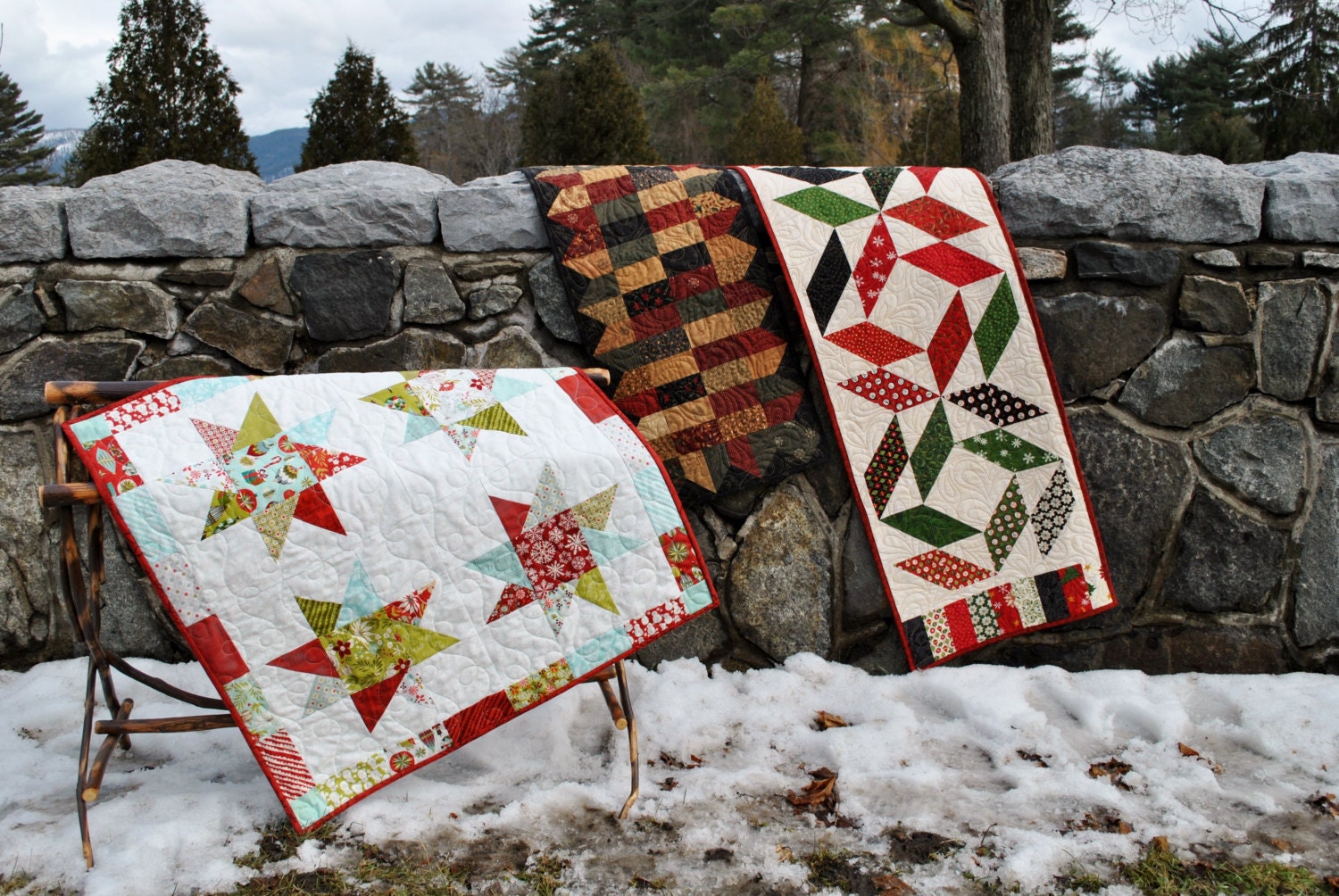 PDF Patchwork Table Runner Pattern....three different projects, Quick and Easy...ONE Charm Square Pack or Scraps, Charmed Again