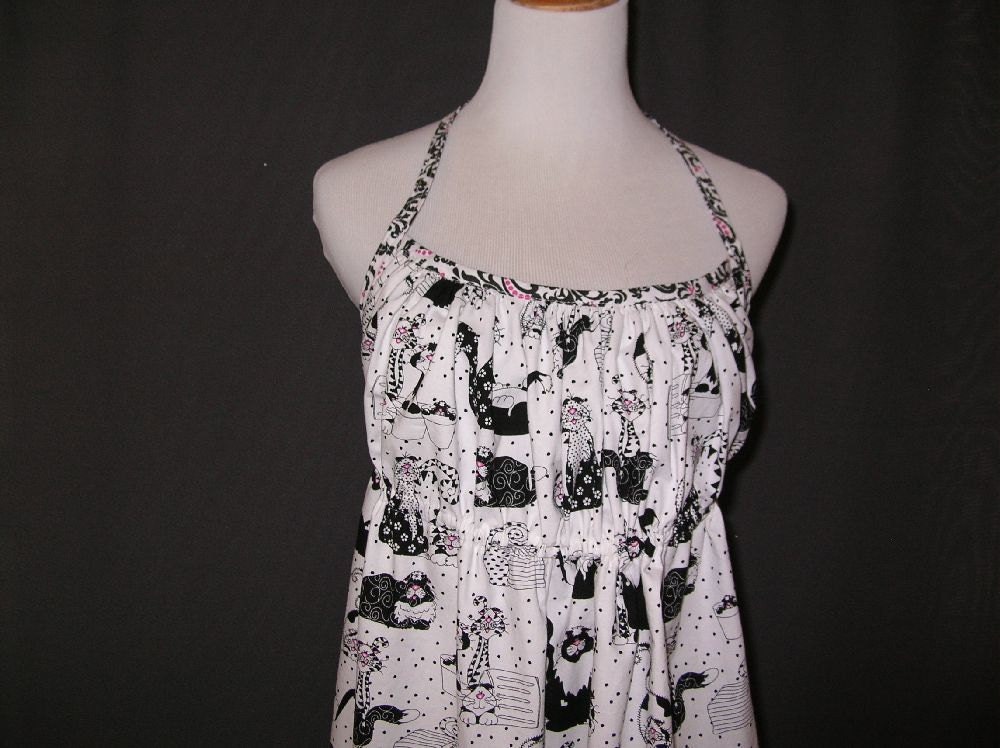 Ladies Apron - Black and White  Cats