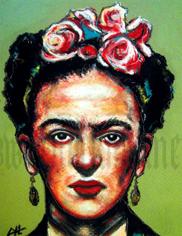 Print 11x14" - Frida Kahlo - Artist Women Mexican Portrait Roses Flowers Painter Hispanic Surreal Eyebrows Female Cinco De Mayo Pop Muertos