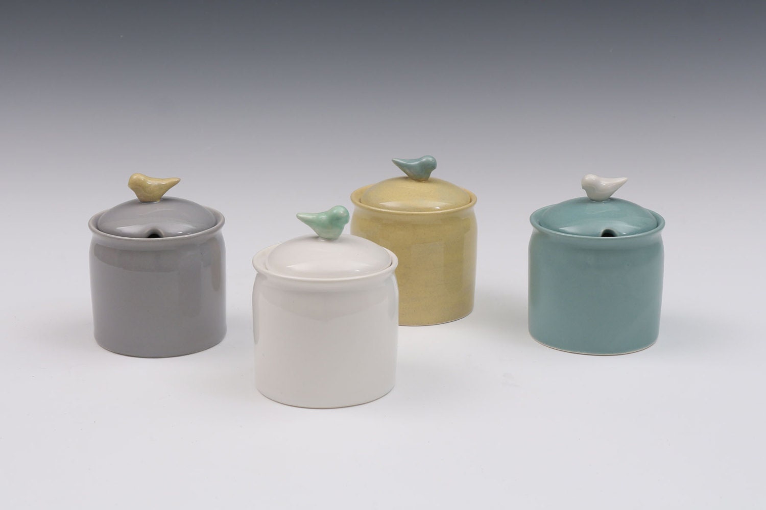 Jam or Honey Pot with Bird