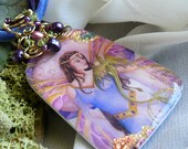 Fairy and Green Dragon Companion Fantasy Art Pendant