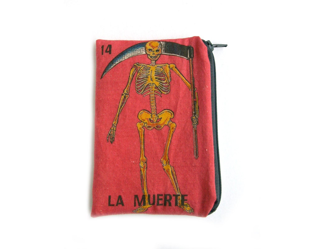 LA MUERTE "Death" Mexican Loteria Zipper Pouch