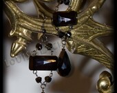 Last Pair Lady Mary Downton Abbey inspired Mourning Jet Drop Earrings by Louise Black