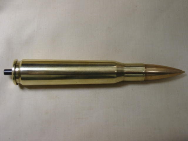 Bullet Pen Military 50 BMG 50 Cal Retractable and Refillable - Genuine Brass and Bullet