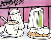 Cafe au Lait and Beignets, a print of a New Orleans favorite