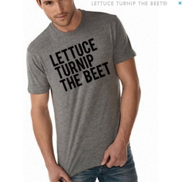 lettuce turnip the beet - heather grey track tee - men's size S, M, L, or XL