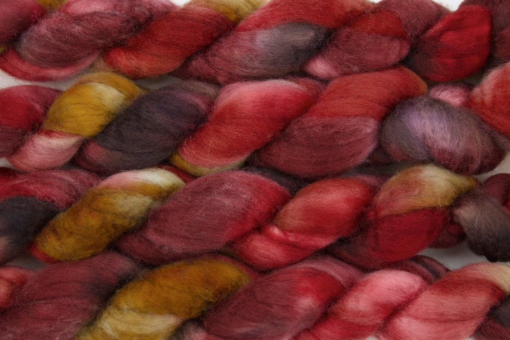 New colorway - Handpainted Bluefaced Leicester Wool Roving in Cheyenne