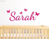 Child's Name Wall Decal - Fancy Butterfly Wall Decal - Personalized Wall Decal - Name Wall Decal - ND2