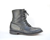 size 10.5 vintage MENS black leather lace up Justin boots