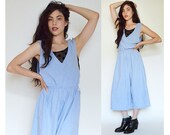 vintage chambray PALAZZO pantsuit L