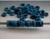 SALE Mykonos Greek Ceramic Beads (50) - Mottled Lapis - Thick Heishi Donuts Roundels Rondelles Spacers - 6mm